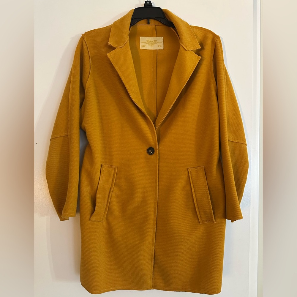 Women's mustard color cardigan blazer